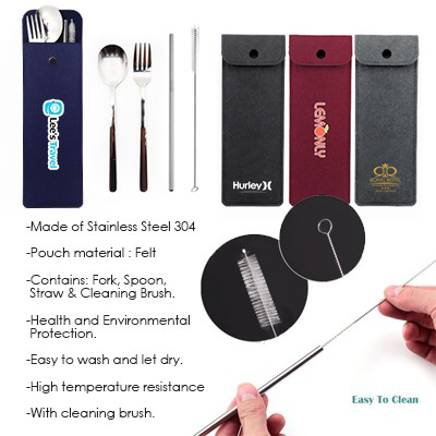 4-in-1 Cutlery Straw Felt Set
