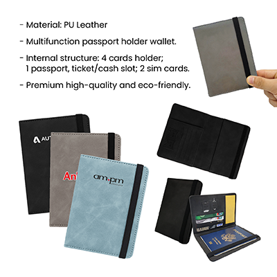 RFID Leather Travel Passport with Cards Holder