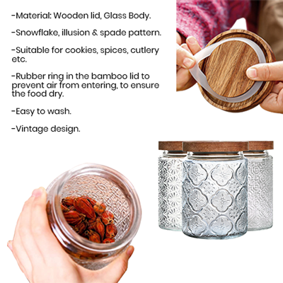 Wooden Lid Glass Canister - 700ml
