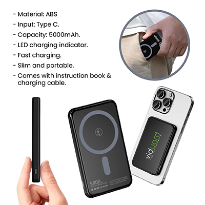 SLIM Magnetic 15W Wireless Power Bank - 5000mAh