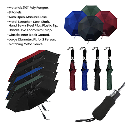 27" Auto-Open Premium Black Coated Umbrella