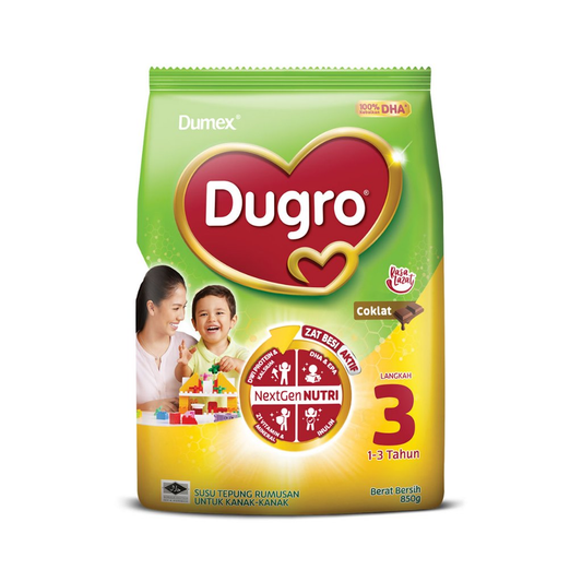 Dumex Dugro Step 3 Chocolate Growing Up Milk Formula 1-3 years 850g