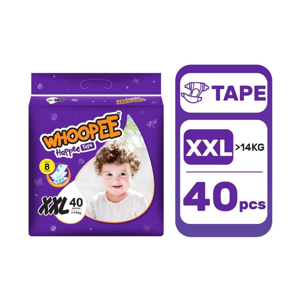 Whoopee Mega Tape Diapers Baby (1 Carton)