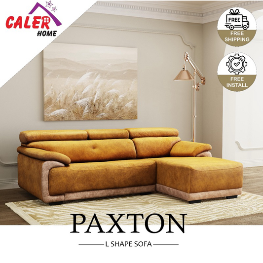 Paxton Modern L Shape Marble Velvet Sofa