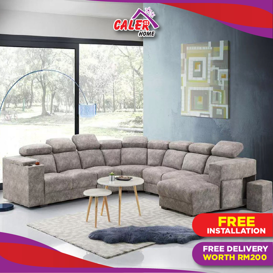 Messi 7 Seater Corner Sofa With Cup Holder