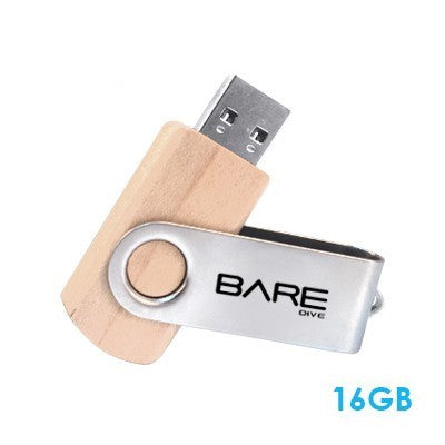 Metal Swivel Wooden USB Flash Drive - 16GB