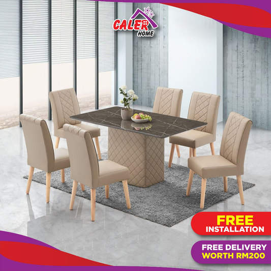 Ranto Plus 1+6 Marble Top Dining Set