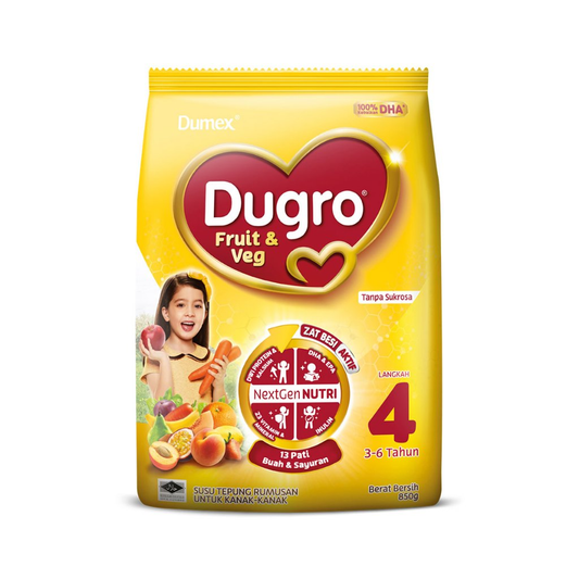 Dumex Dugro Step 4 Fruit & Veg Growing Up Milk Formula 3-6 years 850g