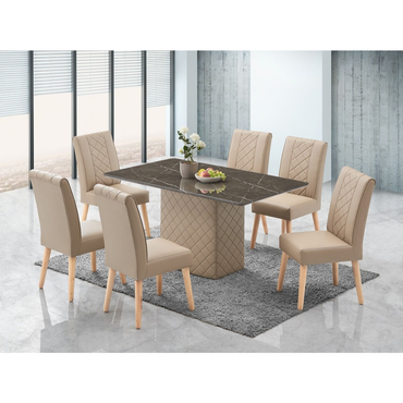 Ranto Plus 1+6 Marble Top Dining Set