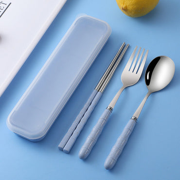 Spoon And Fork Set Stainless Steel Cutlery Set Students Travel Camping Picnic Spoon Fork Chopsticks Boxed Tableware Dinner Tools