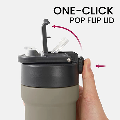 TIGO Stainless Steel Bottle with Straw Carry Handle - 680ml