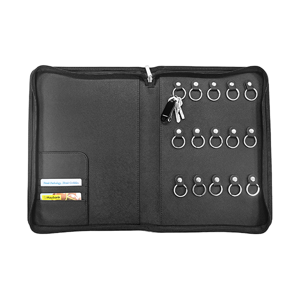 Zippered 15 Key Leather Organizer with Cards Holder