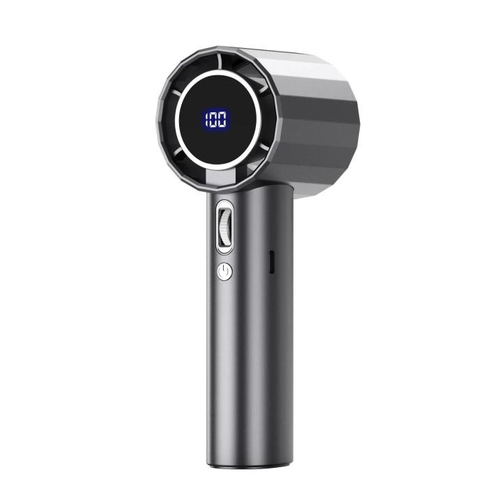 GS5 Handheld Fan Outdoor Camping Ventilator Portable Fan with LED Display 2000mAh USB Rechargeable Manual Fan Mini Air Conditioner