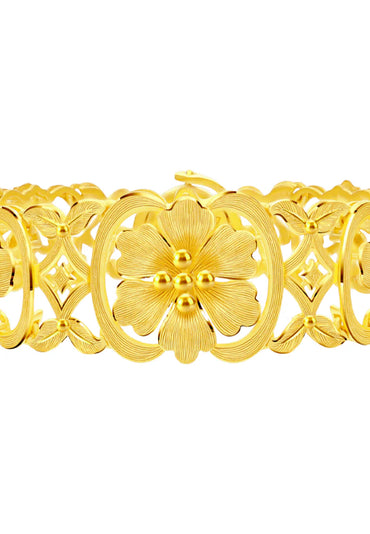 Gelang Set Bunga Emas TOMEI X Prima, Emas Kuning 999