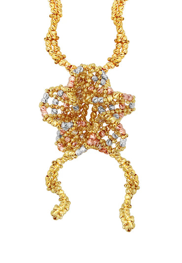 Kalung Bunga Tiga Nada TOMEI Lusso Italia, Emas Kuning 916