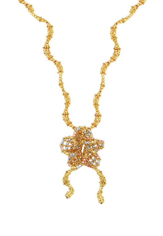 Kalung Bunga Tiga Nada TOMEI Lusso Italia, Emas Kuning 916