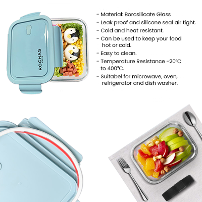 High Borosilicate Glass Lunch 1 Compartment - 1040ml