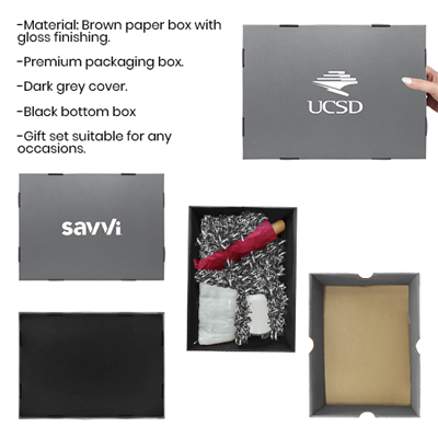 Grey Gift Box 1 Compartment with Shredded Paper- L Size