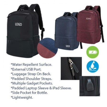 15.6'' MY Laptop Backpack with External USB Port