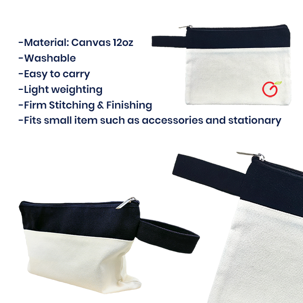 JIWA Canvas Zippered Pouch Travel Organizer - 12oz