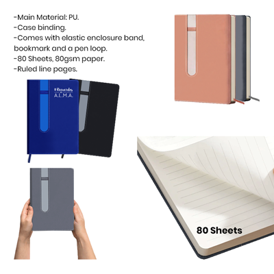Duo Tone PU A5 Notebook with Pen Loop