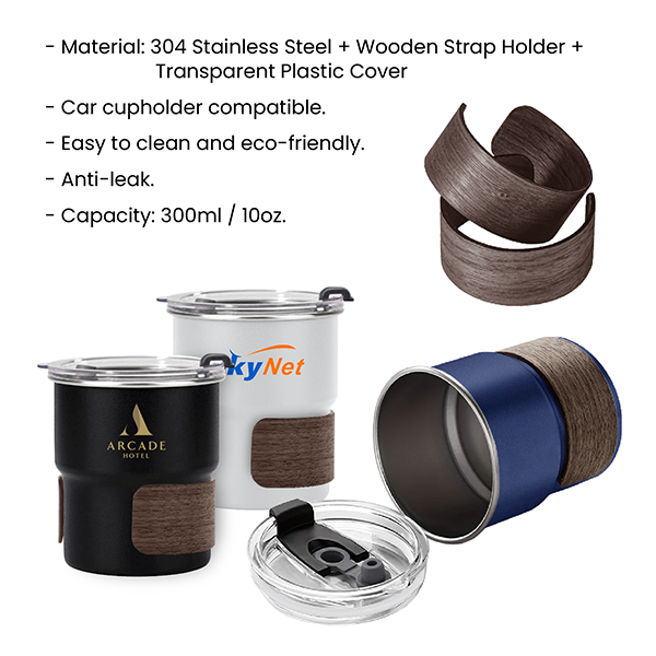 ZEN Stainless Steel Tumbler with Wooden Holder - 300ml