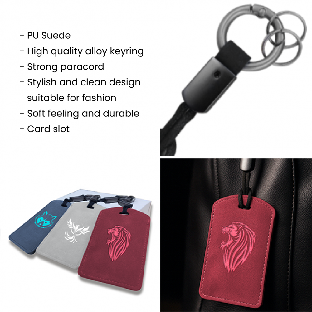 SUEDE PU ID Card Holder with Key Ring