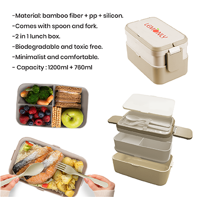 ECO Bamboo 2 Tier Lunch Box - 1200ml