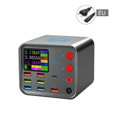 Pengecas Pelbagai Fungsi 8-port untuk Telefon Mudah Alih dengan Fungsi Pembaikan Litar Pendek Alat Pengecas Pantas Wayarles Pintar