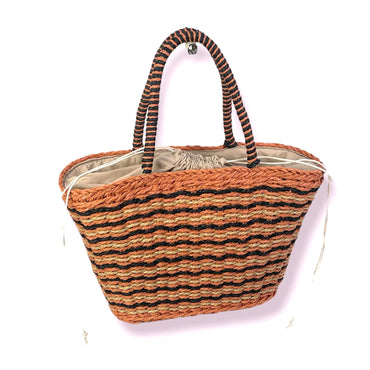 GORETT - Women's beach basket, raffia carrycot with striped print and lined Interior, beach bags 2022