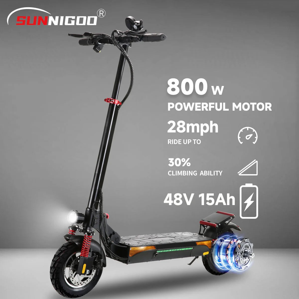 Electric Scooter Powerful 800w Motor 28Mph 48V 15Ah Electric Skateboard 22-28miles Long Range Foldable 2 Wheel Scooter US Stock