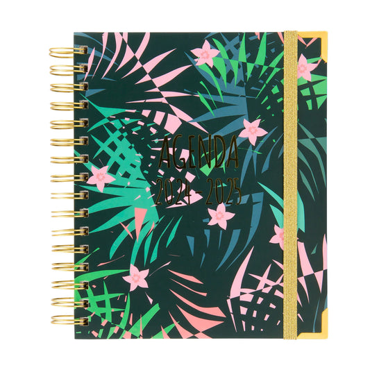 2024/2025 school book-different patterns,-size A5 (21x14,8) cm, 2 page per day, hardcover, golden spiral binding, back to school, youth, school, adult, Institute, University, colo