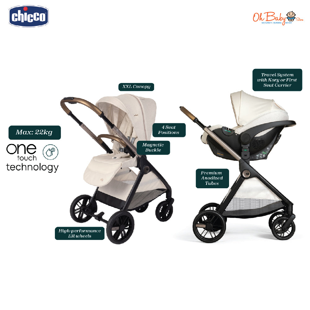 Chicco Bellagio Stroller | Dua Arah | Auto One-Touch Fold | 0–22kg | Waranti 1 Tahun