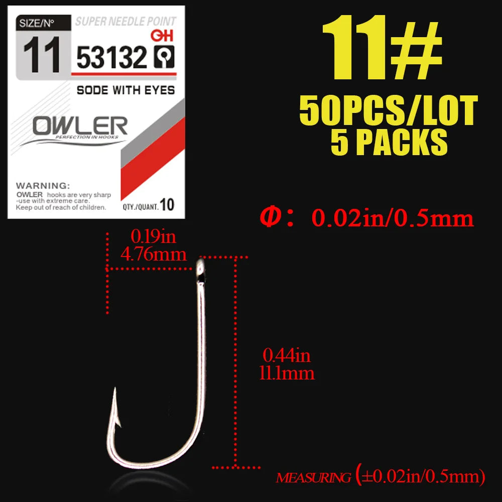 50pcs/lot Fishing Hook SODE With eyes  Barbed Fishhook Bent  Fly Fishing Tackle hook AD Sharp Ringed Carp Hook  iseama