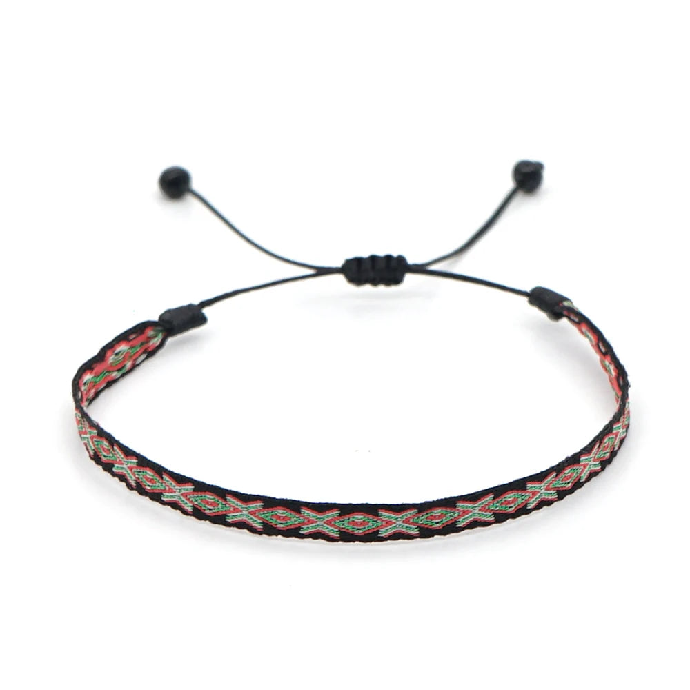 Easter Braided Bracelets For Women Pattern Boho Jewelry Friendship Rope Bracelet Vintage Weave Handmade Textile Bangles