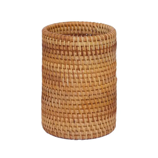 Pencil Holder Stationery Rattan Bucket Dinner Knives Forks Tableware Storage Box Home Storage Baskets Desk Organizer