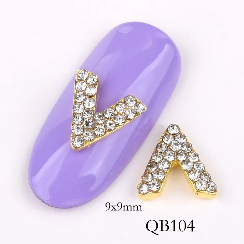 10 Keping/Lot Barang Kemas 3D Nail Art Glitter Golden Alloy Manicure Supplies Crystal Rhinestones Untuk Hiasan Nail Art QB104-108