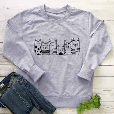 Baju Baju Kucing Ibu Kucing Ketibaan Baru Baju Kasual Lucu 100% Kapas Lengan Panjang Baju Peluh Hadiah Pencinta Kucing