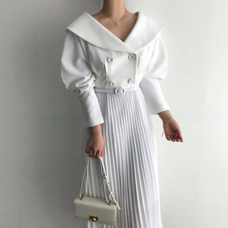 WHCW CGDSR cetak gaun lengan panjang pakaian wanita musim luruh musim sejuk pesta elegan 2020 wanita vintaj baru a-line gaya korea vestidos