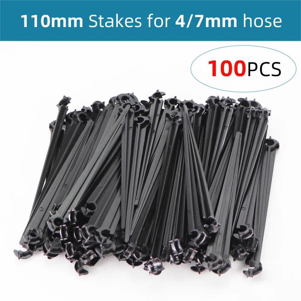 1/4'' Hose Drip Irrigation Support Stakes C Shape Hook 4/7mm Pipe Fixed Stem Holder Garden Watering Dripper Sprinkler Bracket