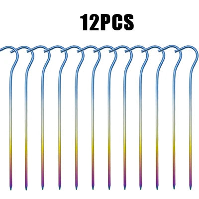 TiTo 12pcs/8pcsTitanium Alloy Tent Peg nail Outdoor Camping Accessory Tent Stake Bend Head Diameter 3.5mm Titanium tent nail