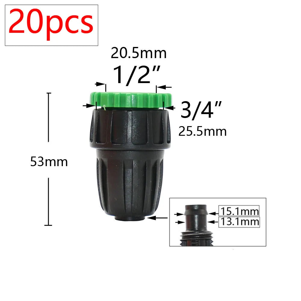 20pcs 16mm PE Tubing Water Connecters 1/2 To 3/8'' 1/4'' 1/8'' 6.0mm Pipe Reduced Coupling Adapter Garden Irrigation Fittings