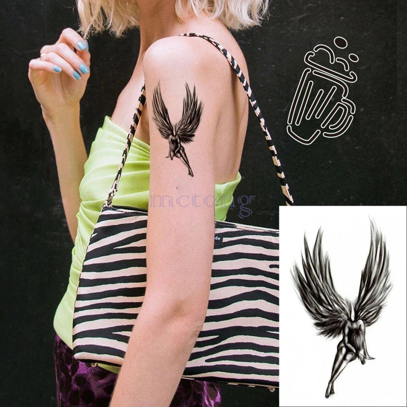 Pelekat Tato Sementara Kalis Air Tato Huruf Segitiga Rama-Rama Tatuajes Tangan Tatouage Body Flash FakeTattoo Sticker Taty