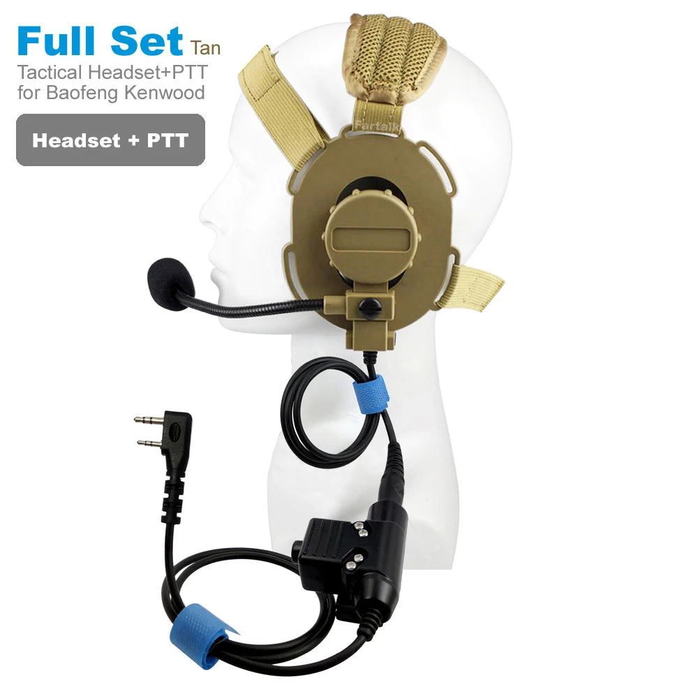 FT-03 Tactical Headset Mic U94 PTT K-Type Pilihan untuk Kenwood Baofeng Wouxun TYT Radio Walkie Talkie Hunting Airsoft Headphone