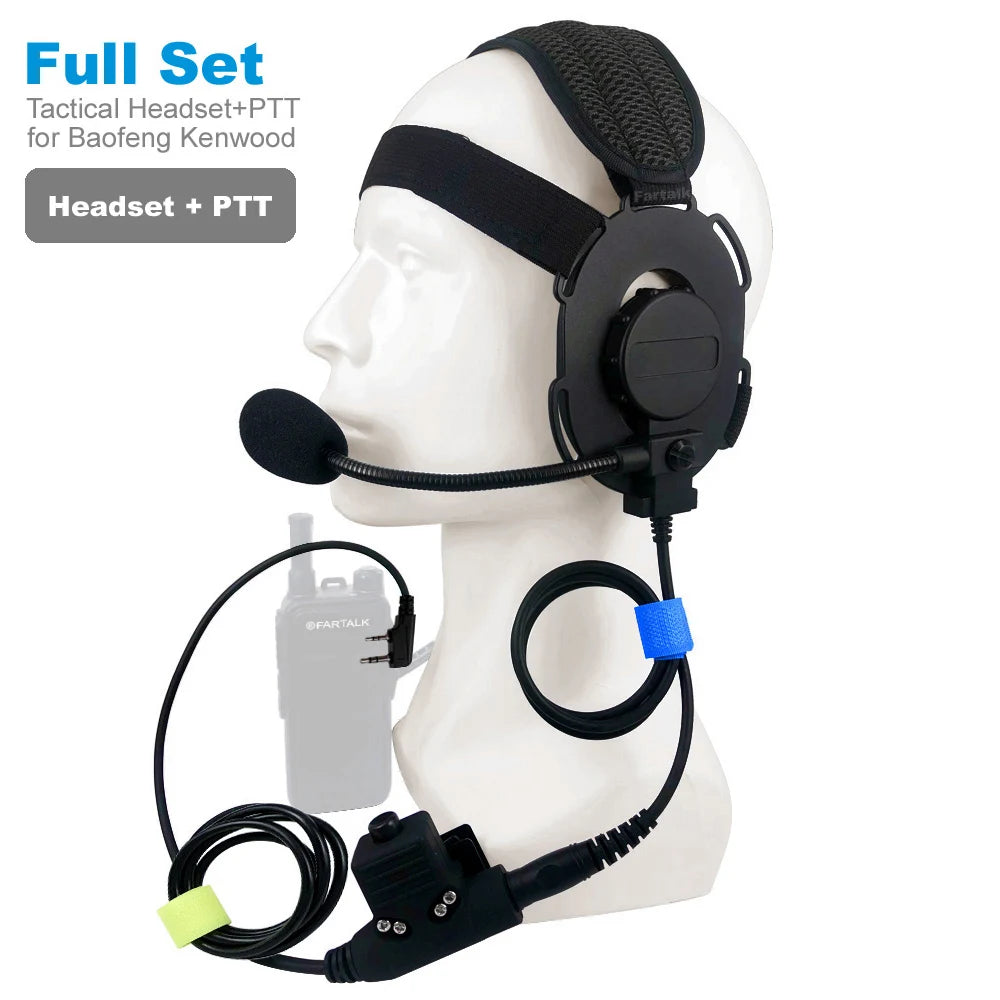 FT-03 Tactical Headset Mic U94 PTT K-Type Pilihan untuk Kenwood Baofeng Wouxun TYT Radio Walkie Talkie Hunting Airsoft Headphone