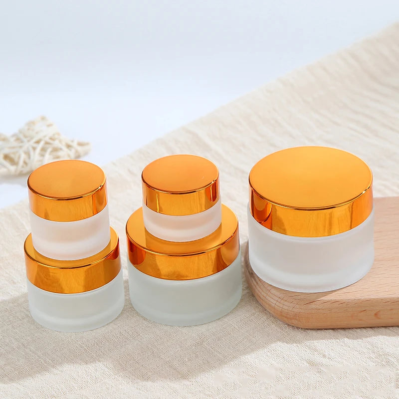 20pcs 5g 10g 20g 30g 50g Frosted Glass Refillable Ointment Bottles Empty Cosmetic Jar Gel Pot Eye Shadow Face Cream Container
