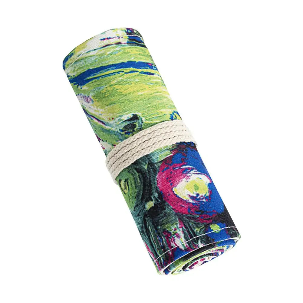 36/72 Lubang Kotak Pensil Kanvas Lukisan Seni Beg Pen Balut Gulung Pemegang Mencetak Kantung Penyimpanan Pejabat Sekolah Hadiah Bekalan