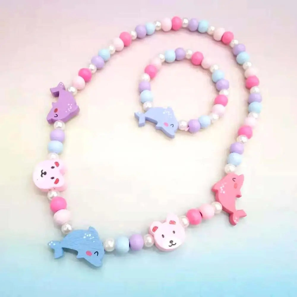 Cute Animal Flower Cartoon Flower Children's sweater necklace bracelet for children gift cp2585