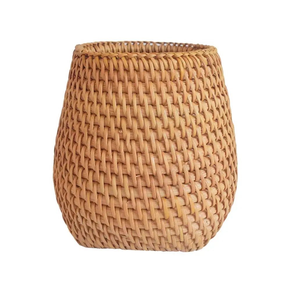 Pencil Holder Stationery Rattan Bucket Dinner Knives Forks Tableware Storage Box Home Storage Baskets Desk Organizer