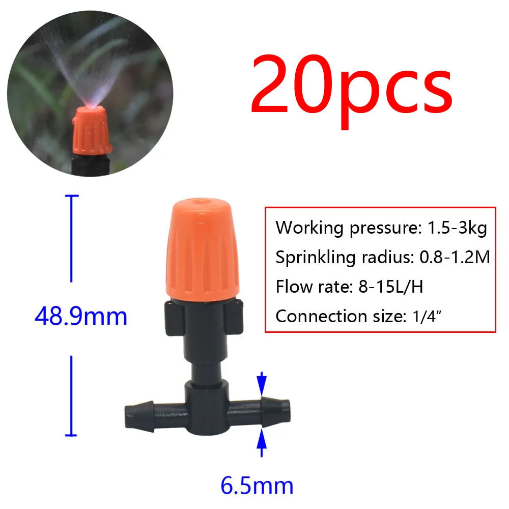 Garden Watering Sprinkler Mist Nozzle Dripper Drip Irrigation Garden Greenhouse Adjustable Mist Emitters Stake Micro Spray